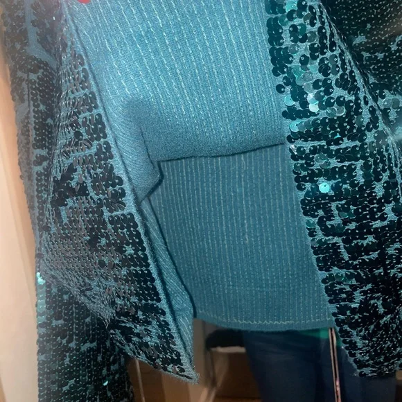 Anthropologie Alani Cashmere Mock Neck Sweater Sequin Ed EMERALD GREEN Sz XL NWT - Picture 14 of 14